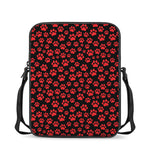 Red And Black Paw Pattern Print Rectangular Crossbody Bag