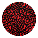 Red And Black Paw Pattern Print Round Blanket