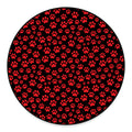 Red And Black Paw Pattern Print Round Floor Mat