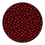 Red And Black Paw Pattern Print Round Floor Mat