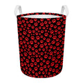 Red And Black Paw Pattern Print Round Laundry Basket