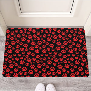 Red And Black Paw Pattern Print Rubber Doormat