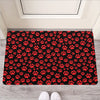 Red And Black Paw Pattern Print Rubber Doormat