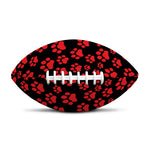 Red And Black Paw Pattern Print Rugby Ball