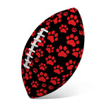 Red And Black Paw Pattern Print Rugby Ball
