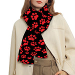 Red And Black Paw Pattern Print Scarf