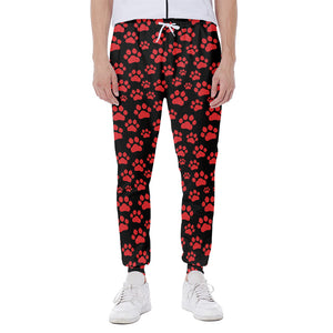 Red And Black Paw Pattern Print Scuba Joggers