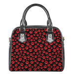 Red And Black Paw Pattern Print Shoulder Handbag