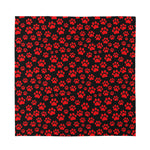Red And Black Paw Pattern Print Silk Bandana