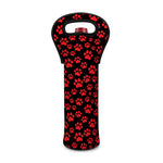 Red And Black Paw Pattern Print Single Neoprene Wine Tote