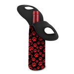 Red And Black Paw Pattern Print Single Neoprene Wine Tote