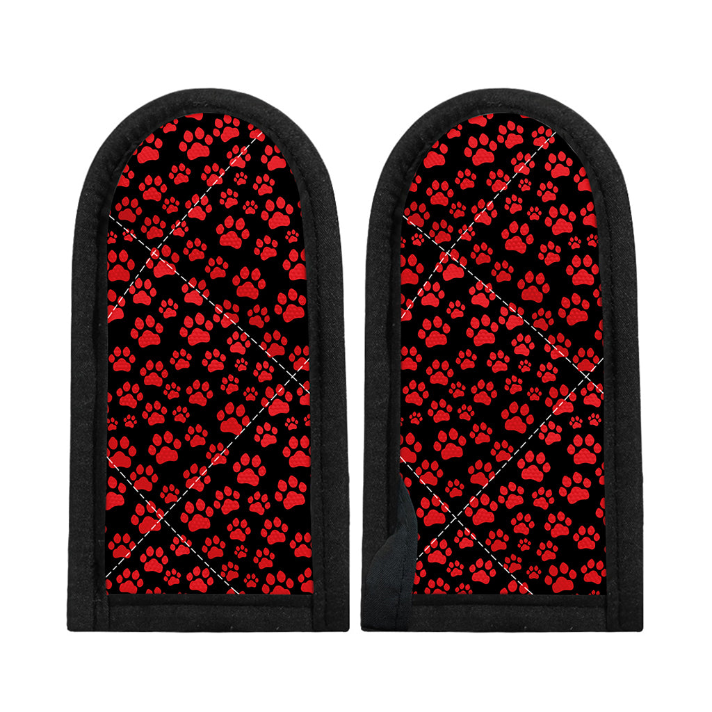 Red And Black Paw Pattern Print Skillet Handle Cover