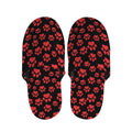 Red And Black Paw Pattern Print Slippers