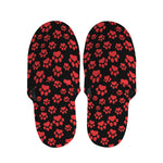 Red And Black Paw Pattern Print Slippers