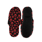 Red And Black Paw Pattern Print Slippers