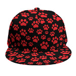 Red And Black Paw Pattern Print Snapback Cap