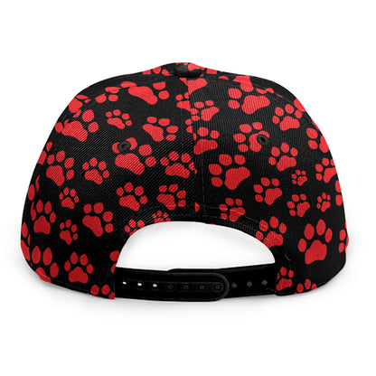 Red And Black Paw Pattern Print Snapback Cap