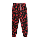 Red And Black Paw Pattern Print Sweatpants