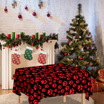Red And Black Paw Pattern Print Tablecloth