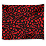 Red And Black Paw Pattern Print Tapestry