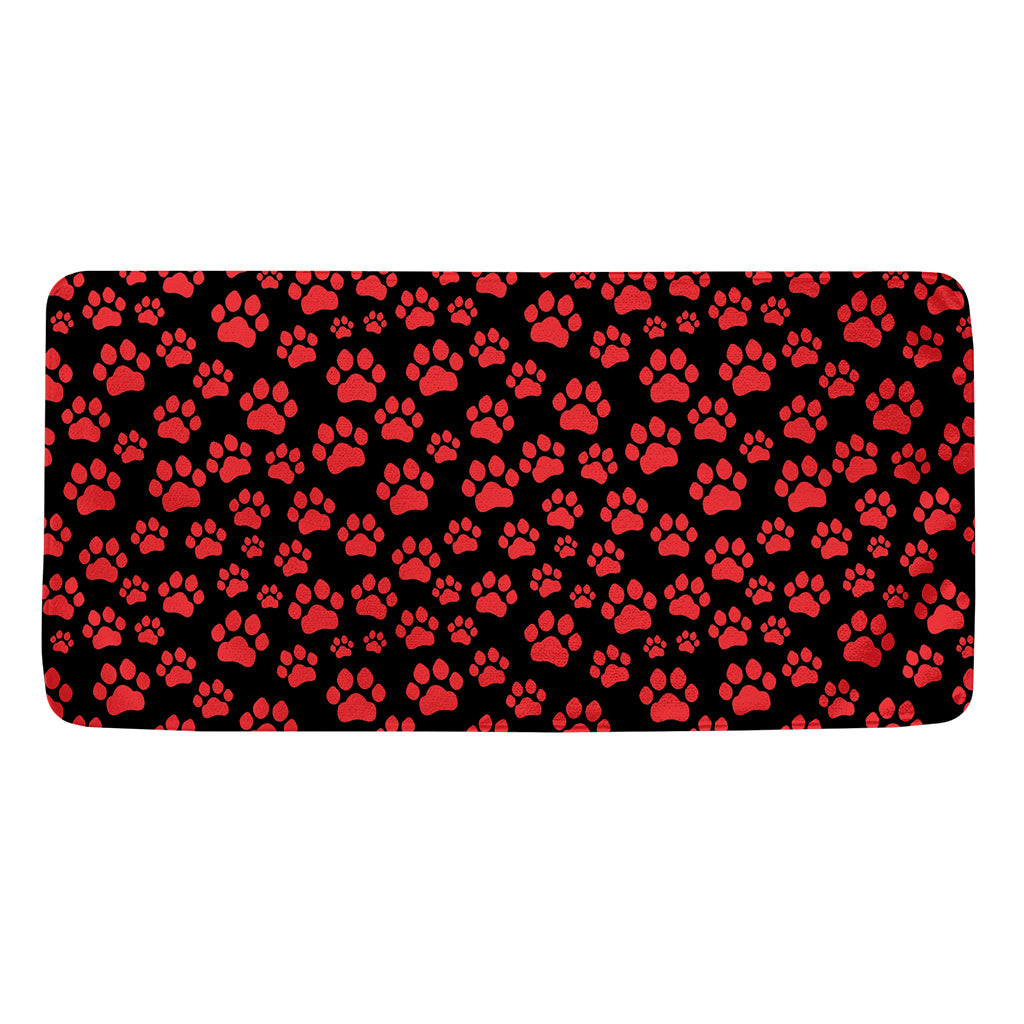Red And Black Paw Pattern Print Towel