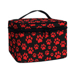 Red And Black Paw Pattern Print Travel Makeup Bag