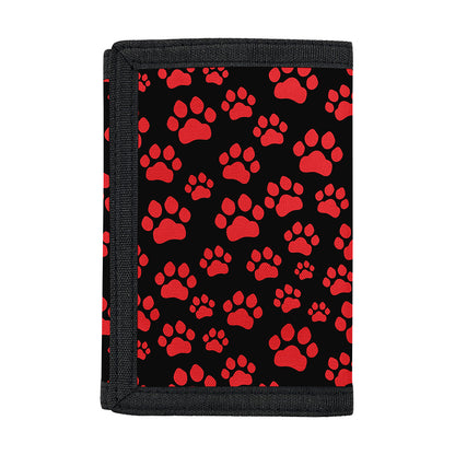 Red And Black Paw Pattern Print Trifold Wallet