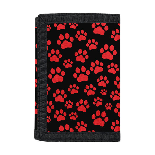 Red And Black Paw Pattern Print Trifold Wallet