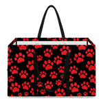 Red And Black Paw Pattern Print Utility Tote Bag