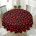 Red And Black Paw Pattern Print Waterproof Round Tablecloth