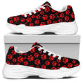 Red And Black Paw Pattern Print White Chunky Shoes