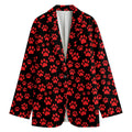 Red And Black Paw Pattern Print Women's Blazer
