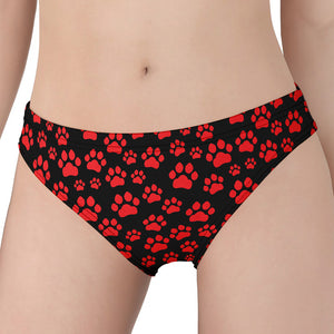 Red And Black Paw Pattern Print Women's Panties