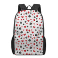 Red And Black Playing Card Suits Print 17 Inch Backpack