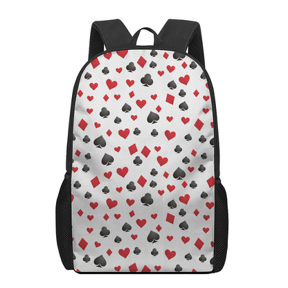 Red And Black Playing Card Suits Print 17 Inch Backpack