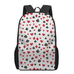 Red And Black Playing Card Suits Print 17 Inch Backpack