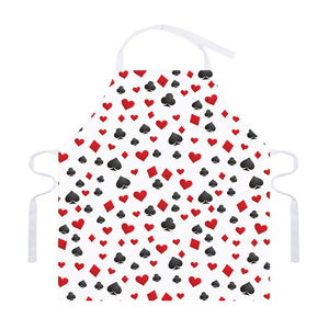 Red And Black Playing Card Suits Print Adjustable Apron