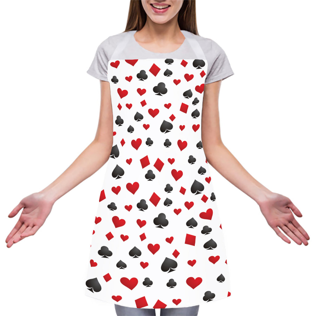 Red And Black Playing Card Suits Print Adjustable Apron