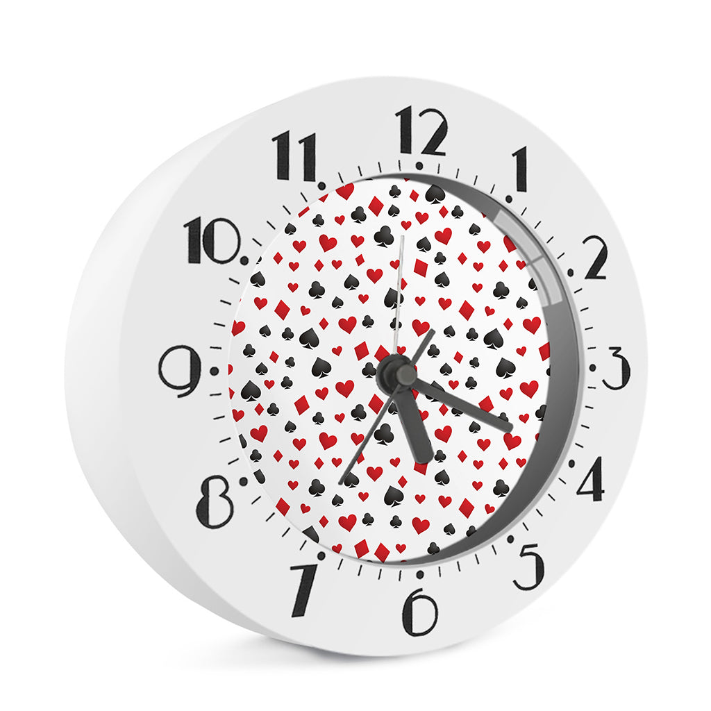 Red And Black Playing Card Suits Print Alarm Clock