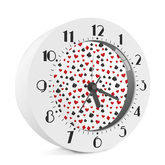 Red And Black Playing Card Suits Print Alarm Clock