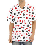 Red And Black Playing Card Suits Print Aloha Shirt