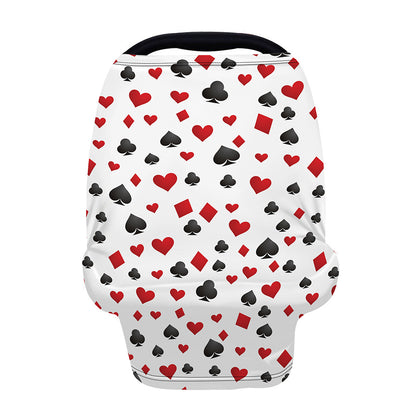 Red And Black Playing Card Suits Print Baby Seat Cover
