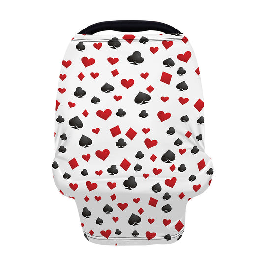 Red And Black Playing Card Suits Print Baby Seat Cover