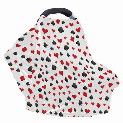 Red And Black Playing Card Suits Print Baby Seat Cover