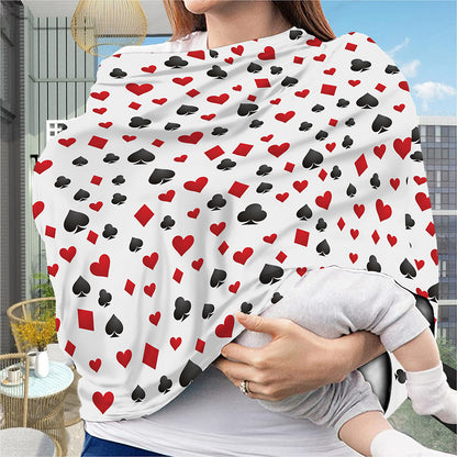 Red And Black Playing Card Suits Print Baby Seat Cover