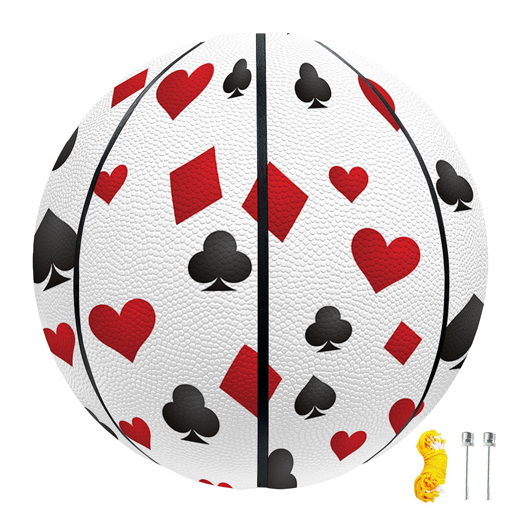 Red And Black Playing Card Suits Print Basketball