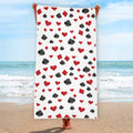 Red And Black Playing Card Suits Print Beach Towel