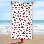 Red And Black Playing Card Suits Print Beach Towel