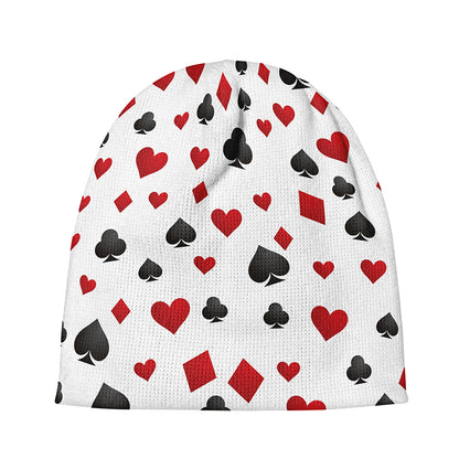 Red And Black Playing Card Suits Print Beanie