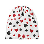 Red And Black Playing Card Suits Print Beanie